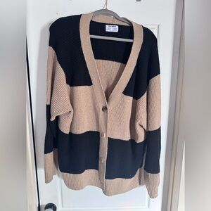 Old Navy Black and Tan Striped Cardigan